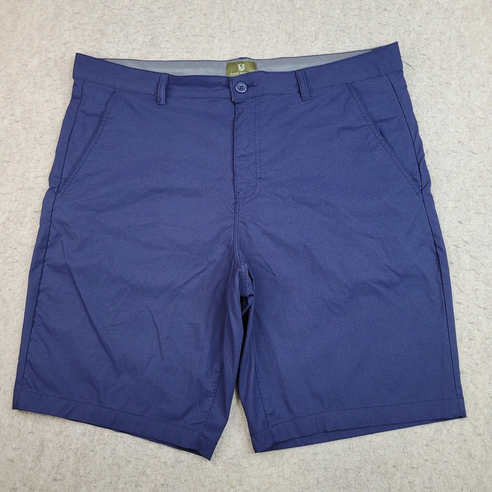 Rorie Whelan Golf Shorts Mens 36 Blue 10" Inseam Flat Front Chino Performance